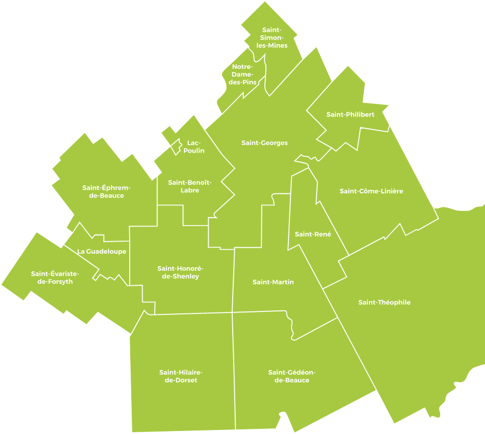 Carte du territoire Beauce-Sartigan
